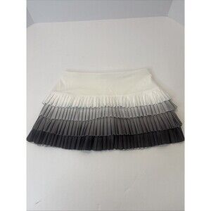 LUCKY IN LOVE Women's White Black Gray Tiered Tennis/Pickleball Skirt, SZ S